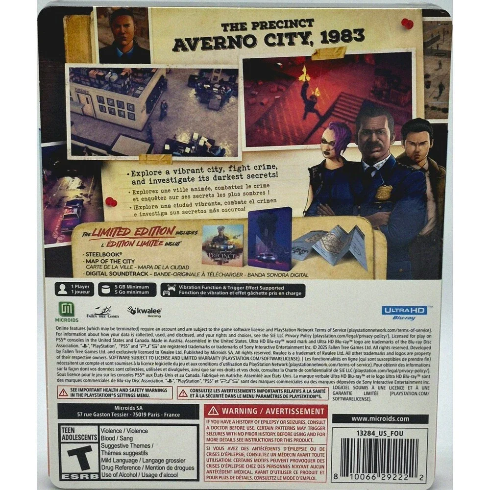 PS5 The Precinct Limited Edition Steelbook Sealed w Map & Soundtrack